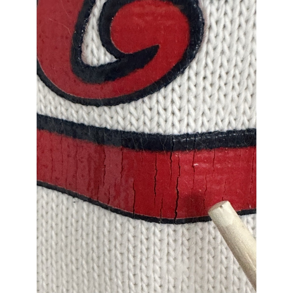 Vintage PUERTO RICO Spellout Sweater White Red Y2K Women's Large by Rave - Picture 6 of 16